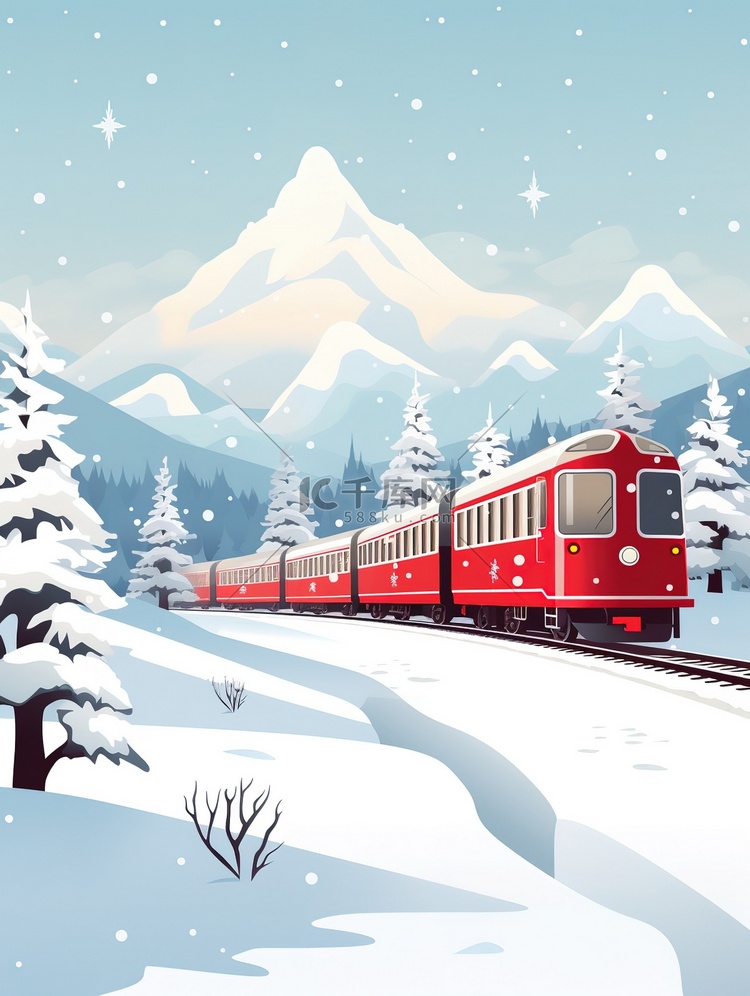 冬天火车行驶穿越森林11