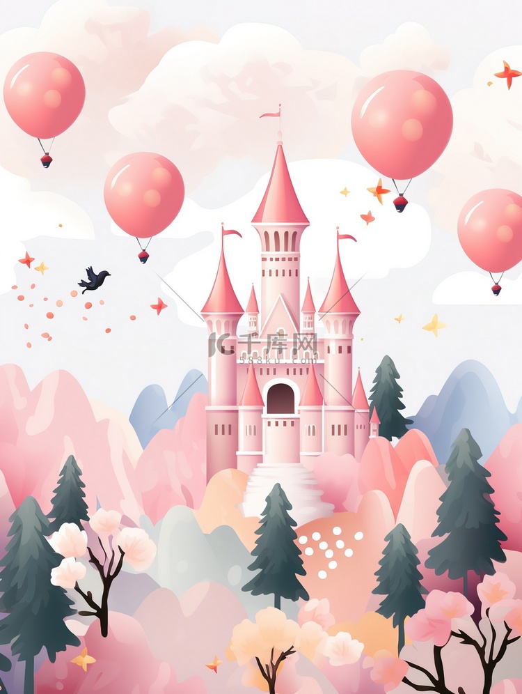 粉彩色梦幻唯美的城堡18