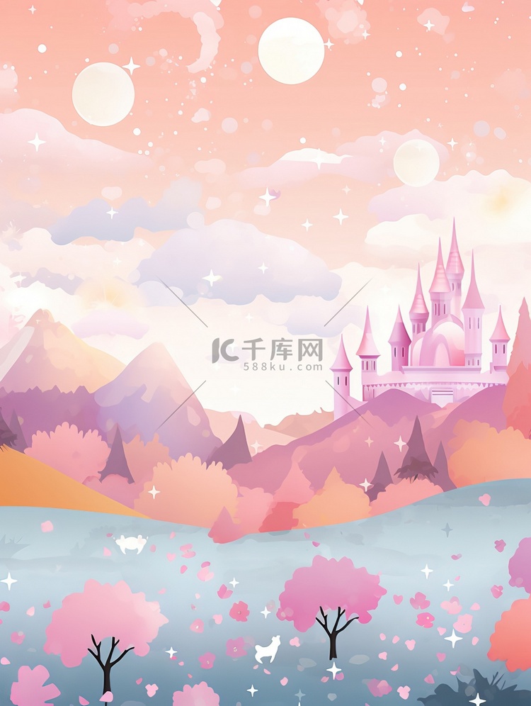 粉彩色梦幻唯美的城堡13
