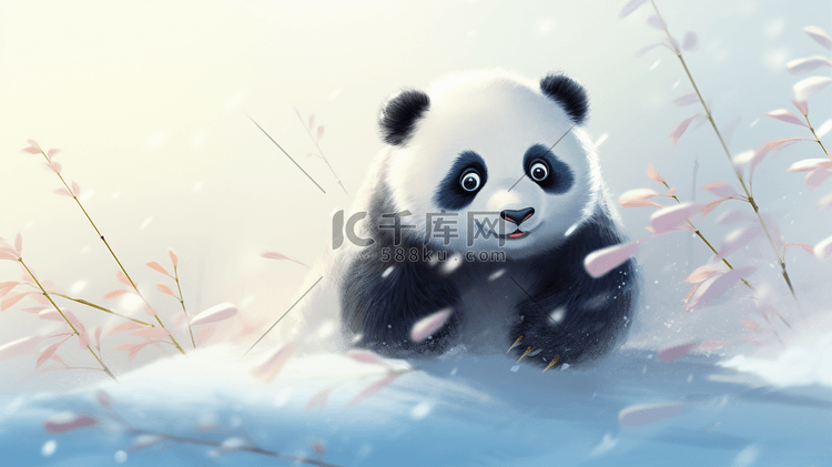 大雪中的大熊猫插画35