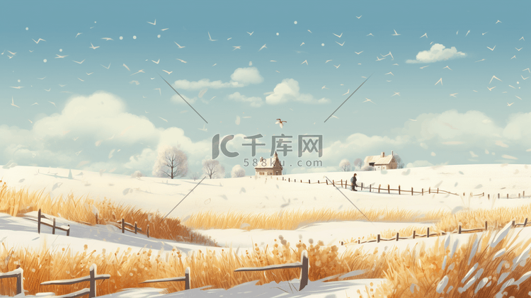 冬季农场风景插画22