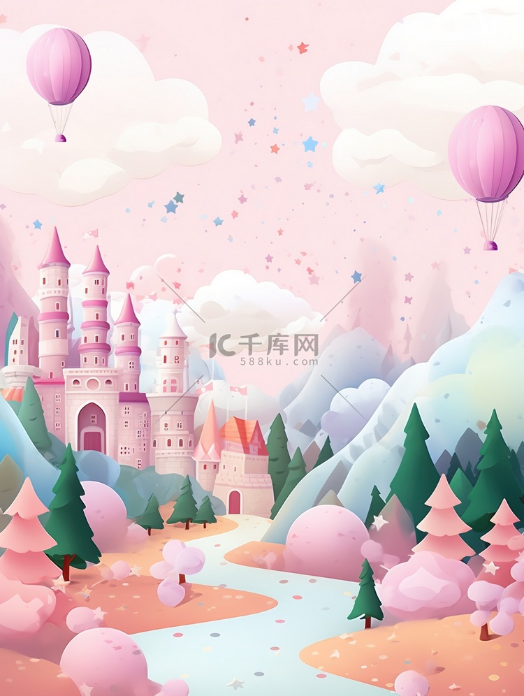 粉彩色梦幻唯美的城堡1