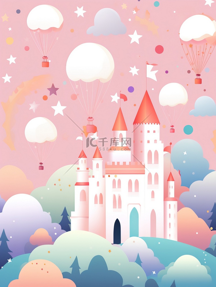 粉彩色梦幻唯美的城堡3