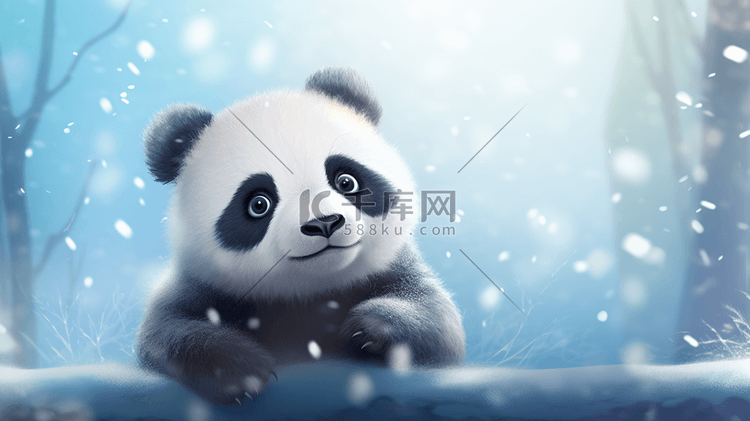 动漫雪地里的大熊猫插画19