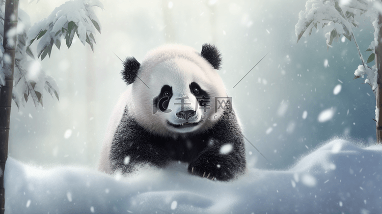 动漫雪地里的大熊猫插画11