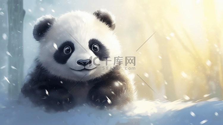 动漫雪地里的大熊猫插画16