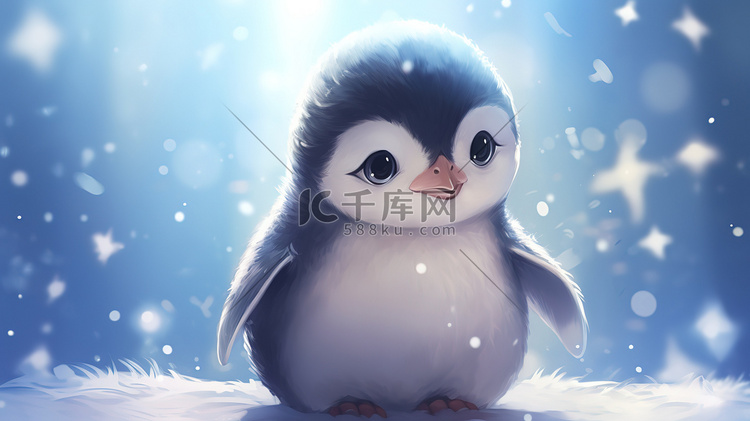 小企鹅好奇地抬头看着雪花8