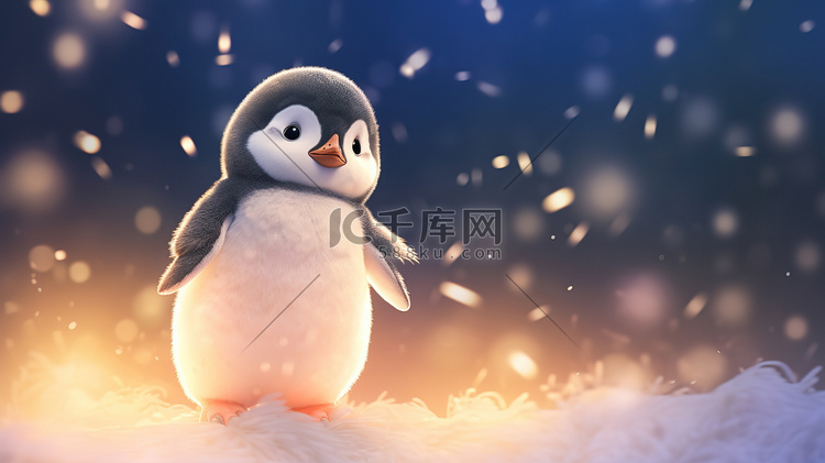 小企鹅好奇地抬头看着雪花1