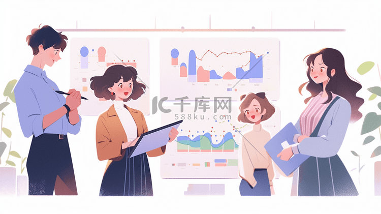 现代感数据分析卡通人物插画图片-千库网