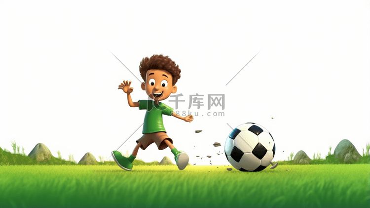 踢足球的阳光小男孩插画21