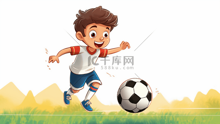 踢足球的小男孩插画15