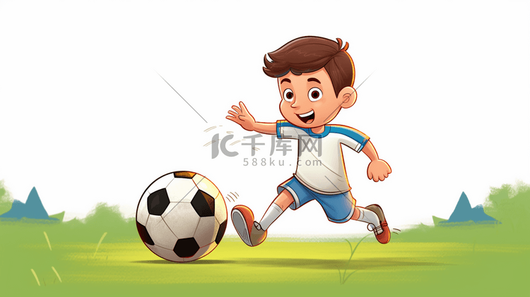 踢足球的小男孩插画10