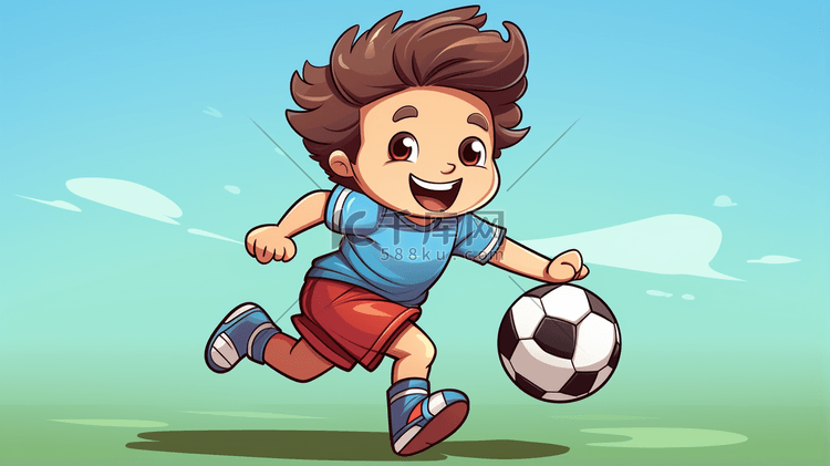 踢足球的男孩卡通插画30