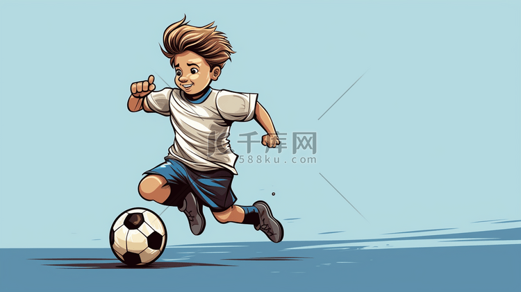 踢足球的男孩卡通插画35