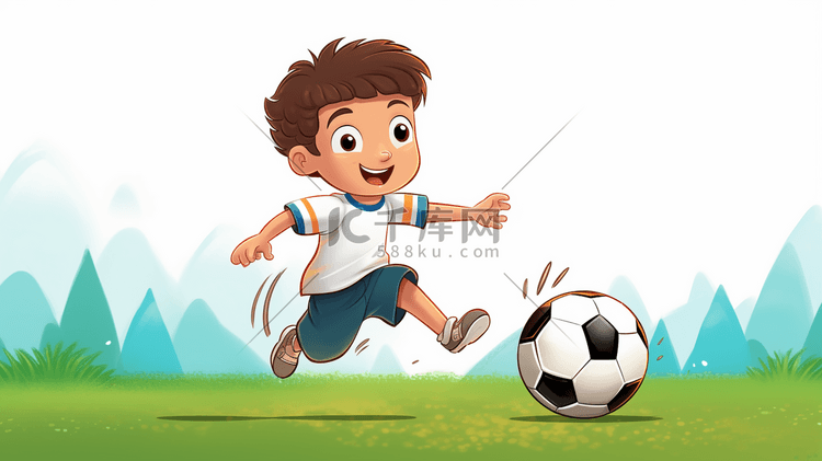 踢足球的男孩卡通插画13