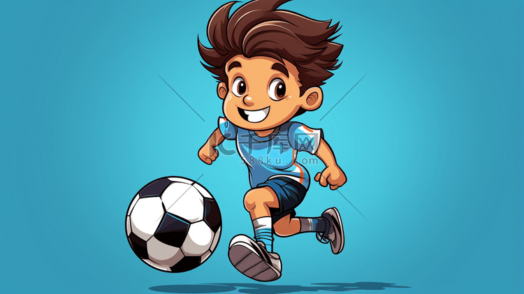 踢足球的小男孩插画26
