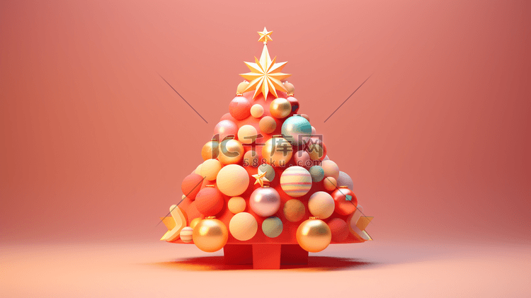 3D立体圣诞树创意插画10