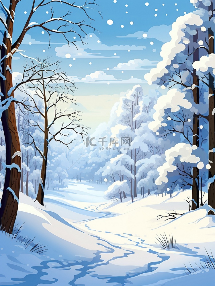冬季风景白雪节气海报6