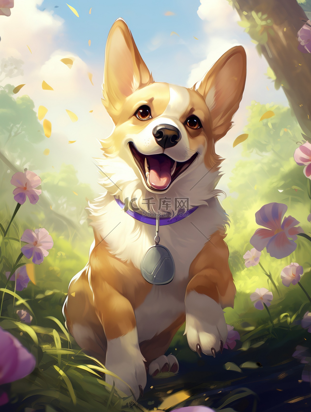 快乐的柯基犬动漫18插画图片-千库网