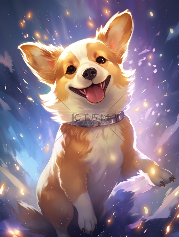 快乐的柯基犬动漫2插画图片-千库网