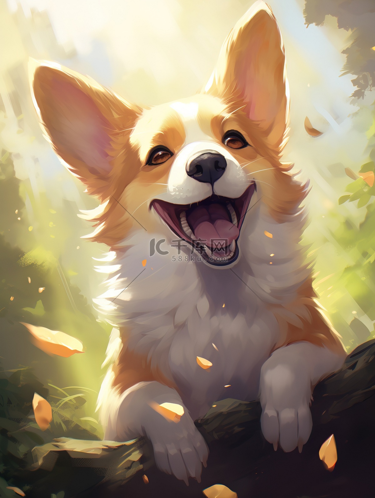 快乐的柯基犬动漫8插画图片-千库网