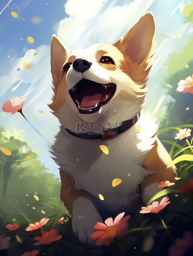 快乐的柯基犬动漫19插画图片-千库网