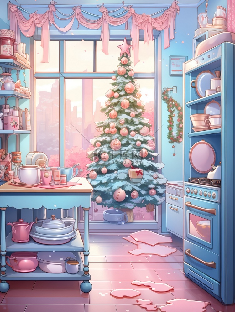 圣诞节日装饰的厨房13