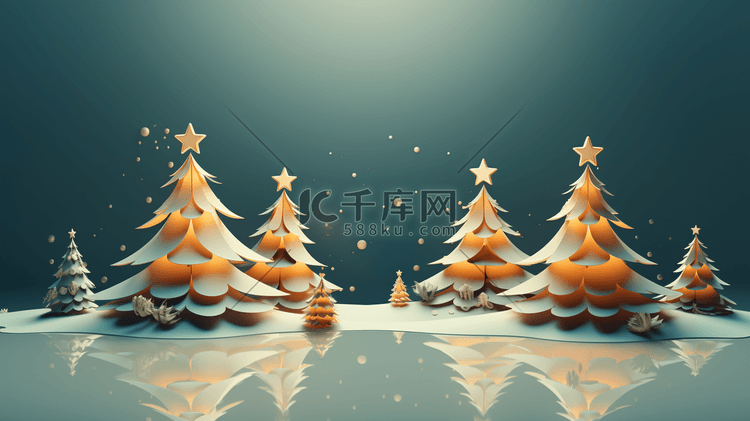 C4D彩色圣诞树插画12