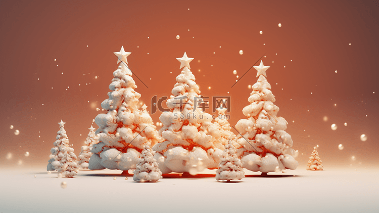 C4D彩色圣诞树插画9