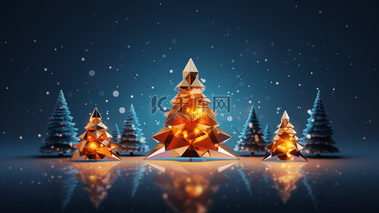 C4D彩色圣诞树插画8
