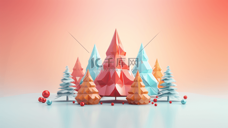 3D圣诞节的圣诞树插画8