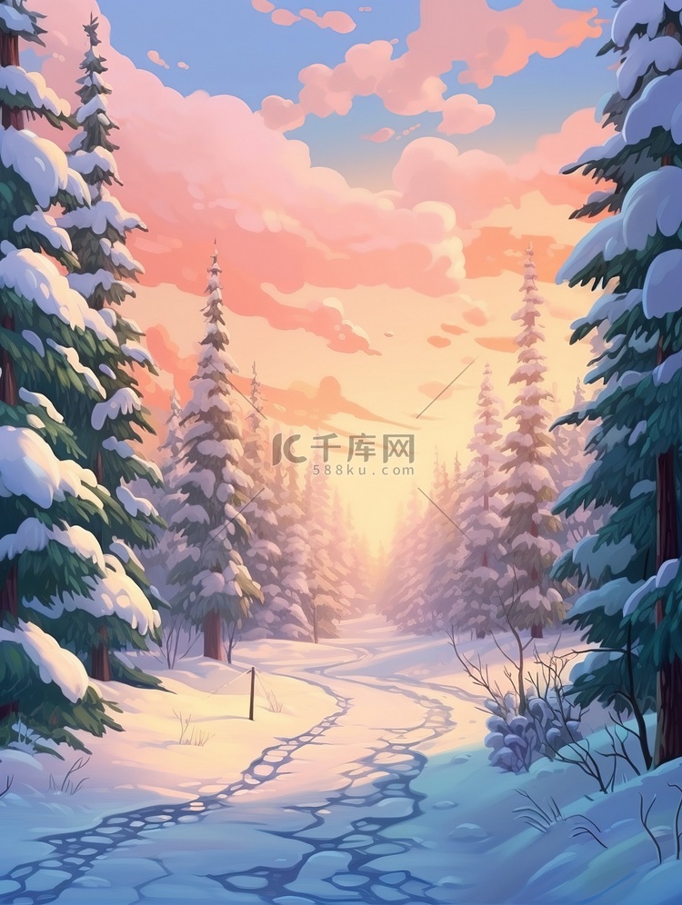 森林梦幻梦境冬天雪景15