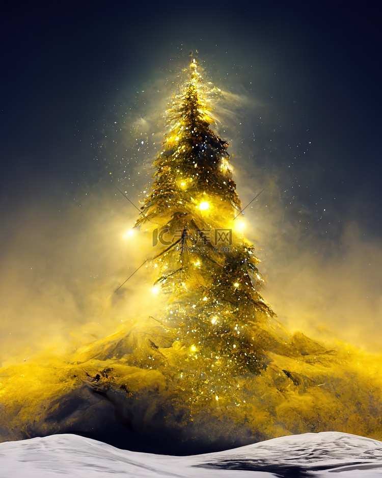 极光圣诞树金色光芒4