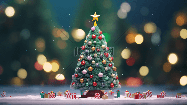 3D立体圣诞树装饰插画1