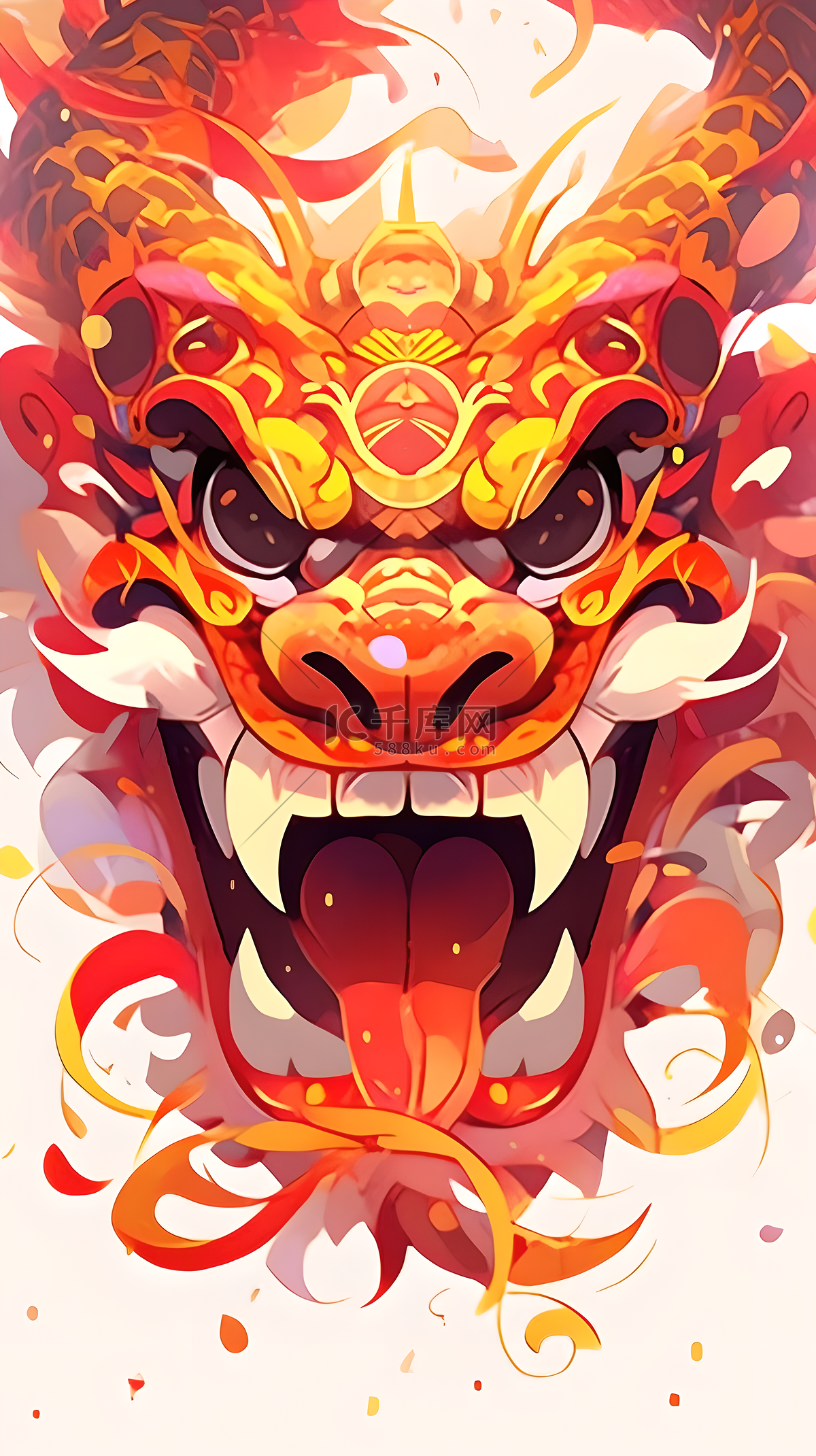 中国龙朝阳龙头元素龙年插画图片_千库网(插画id:234098)