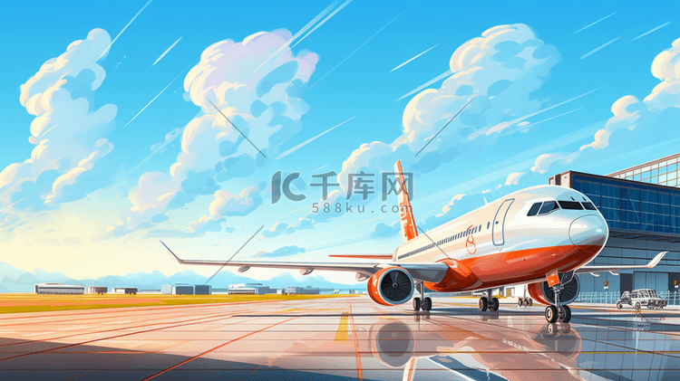彩色机场飞机插画26