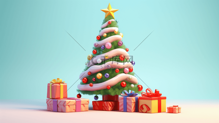 现代感唯美圣诞树插画8