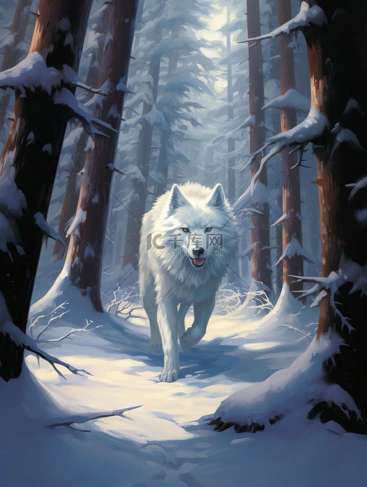 冬天森林白色的小狐狸1