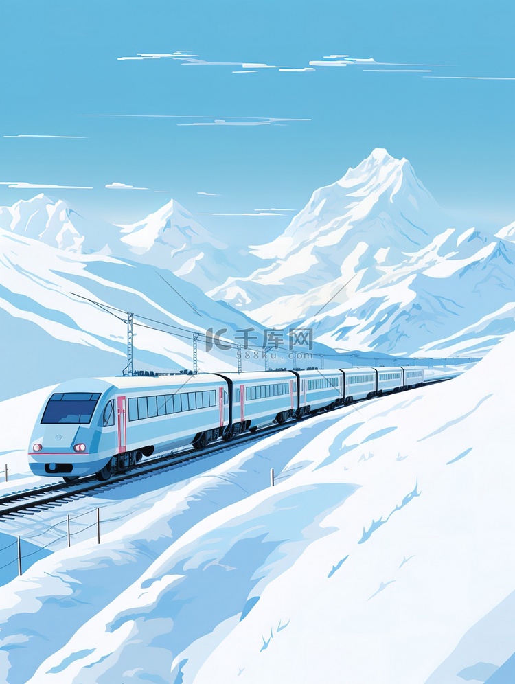 雪山高山的火车列车14