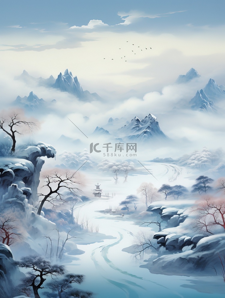 山谷雪景唯美仙景16