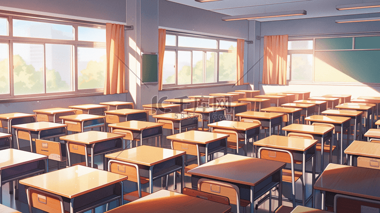 学校教室里一角唯美插画25
