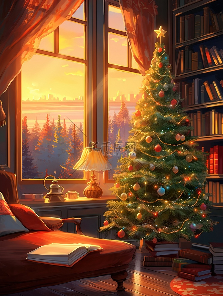 圣诞树的房间温暖和谐2