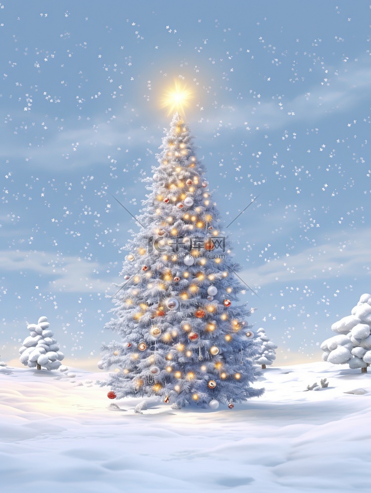 雪地中巨大的圣诞树15