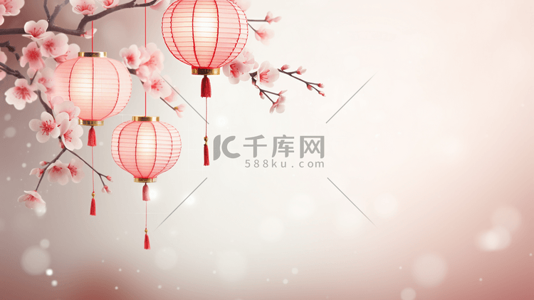 中国风传统春节装饰灯笼插画4