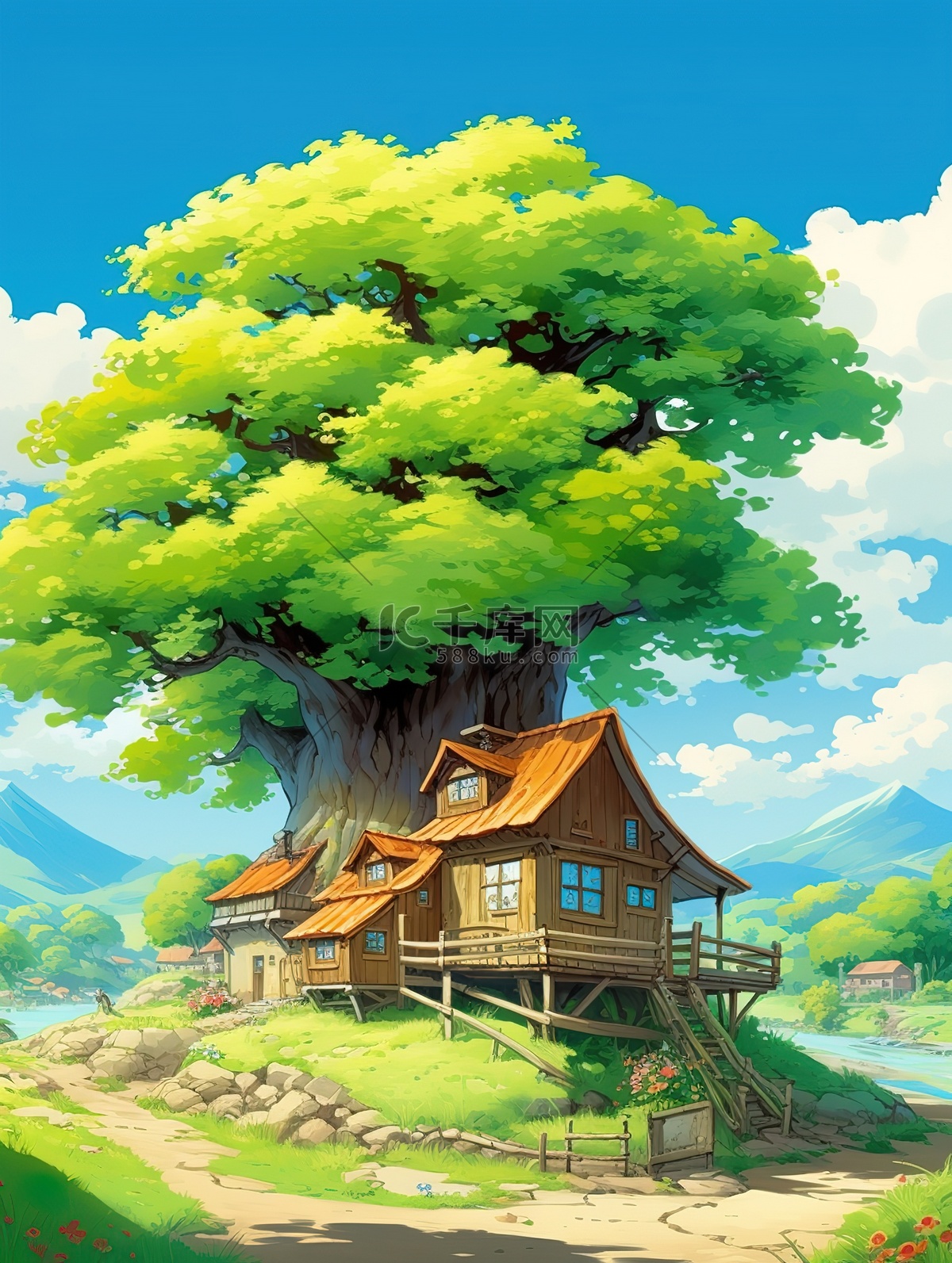 大树房子儿童画-大树房子,图片,儿童画教程-学笔画