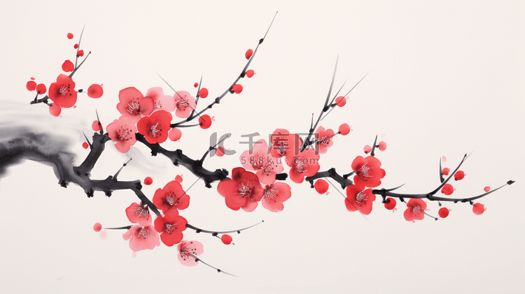 中国风盛开的梅花插画1