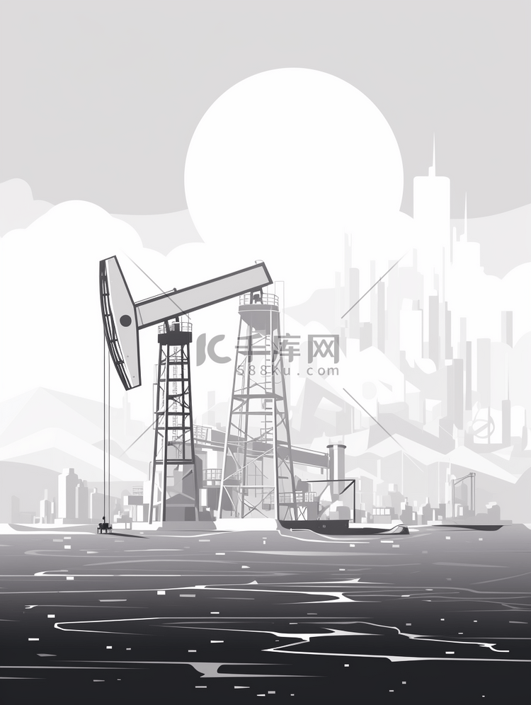 石油开采剪影插画9