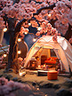 樱花树下的帐篷露营6
