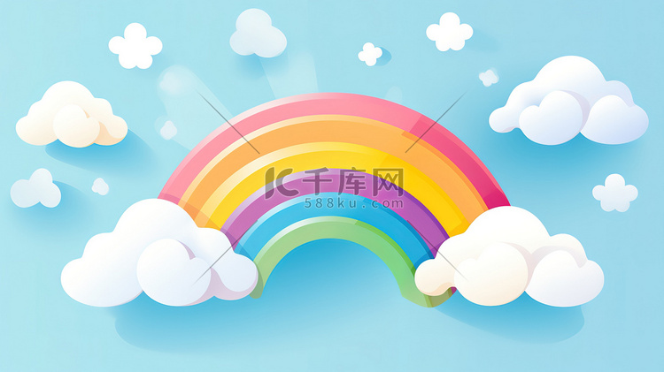 卡通彩虹和云浪漫梦幻粉红色11