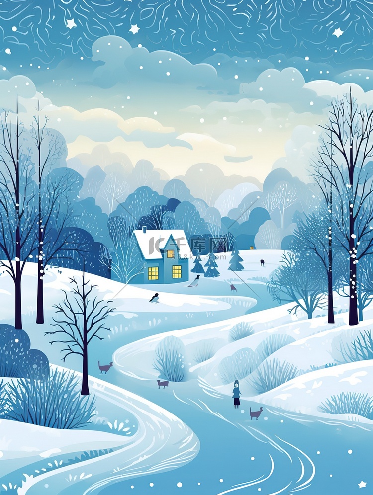 冬季仙境雪景森林11插画插画设计